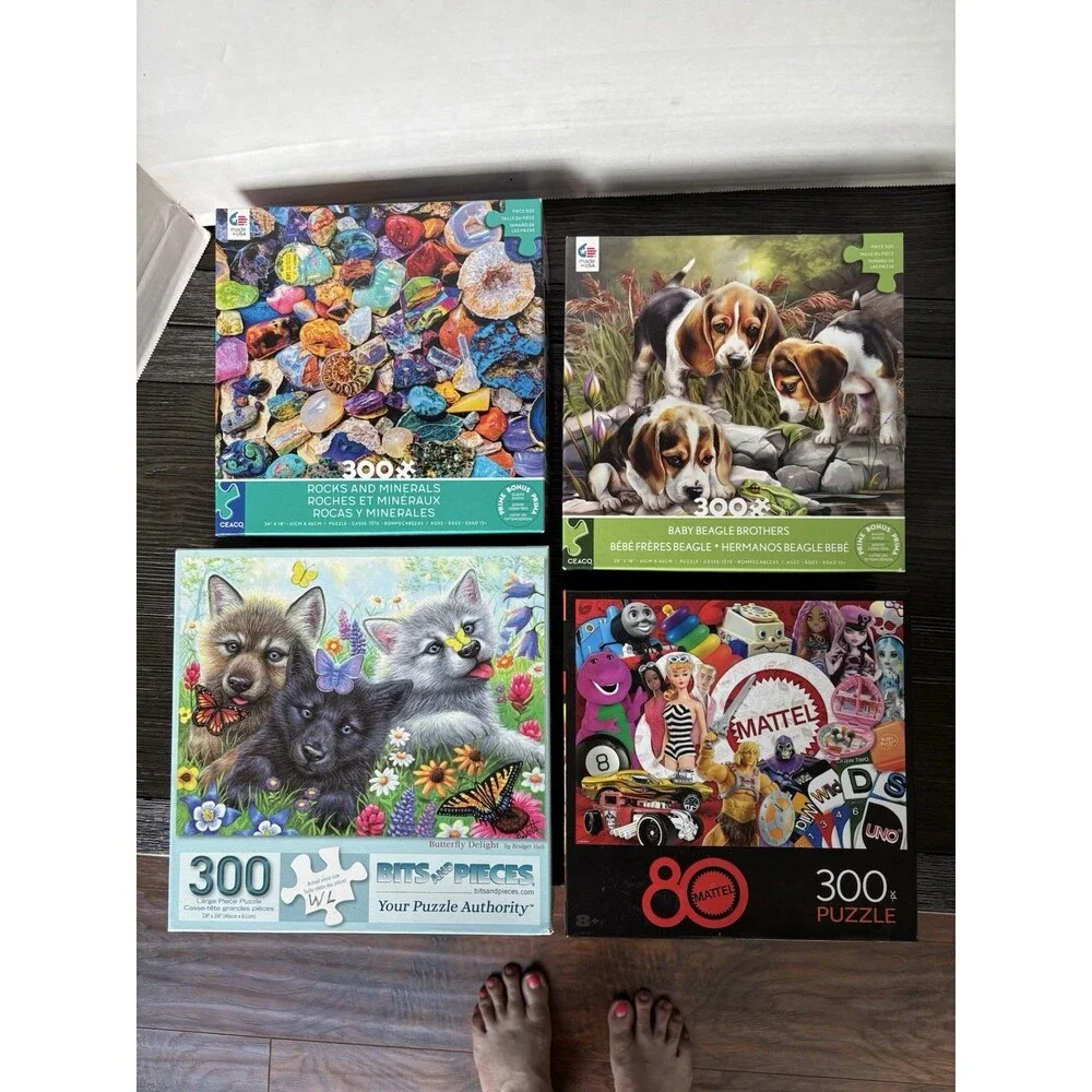 Puzzles 300 Pieces Retro Mattel Toys Dogs Gem Stones Lot Of 4 Bit N Pieces, Ceao